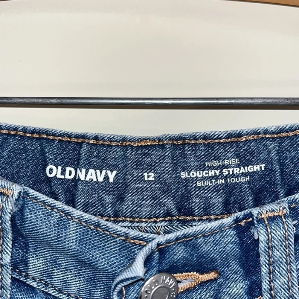 OLD NAVY Youth 12 High Rise Slouchy Straight Jeans Light Wash Denim 90s Inspired